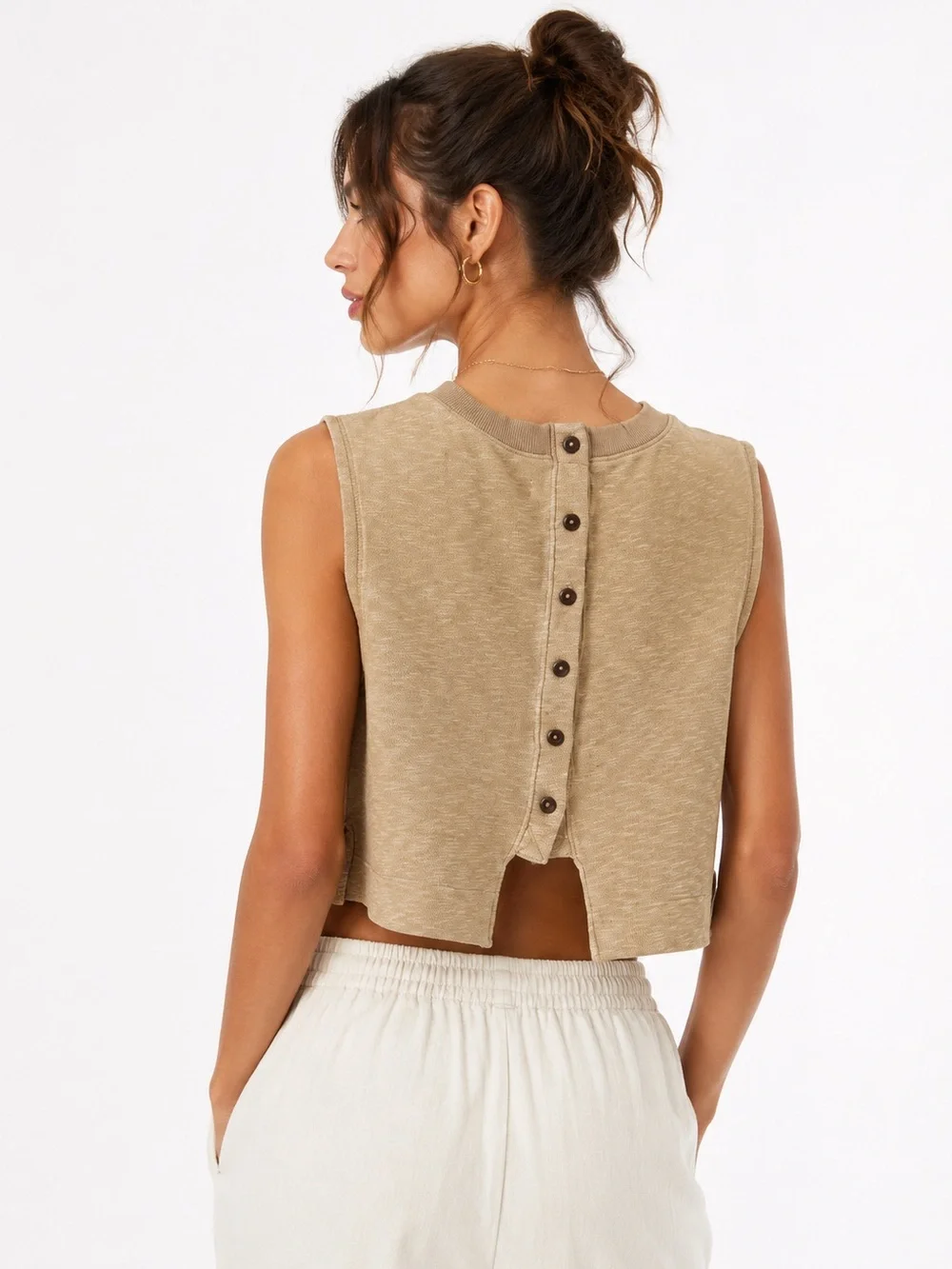 Free People Beach Oatmeal Cropped Tank